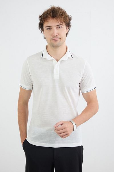 Fulla Moda Βασικό μπλουζάκι με μισό κουμπί Polo Neck Slim Fit