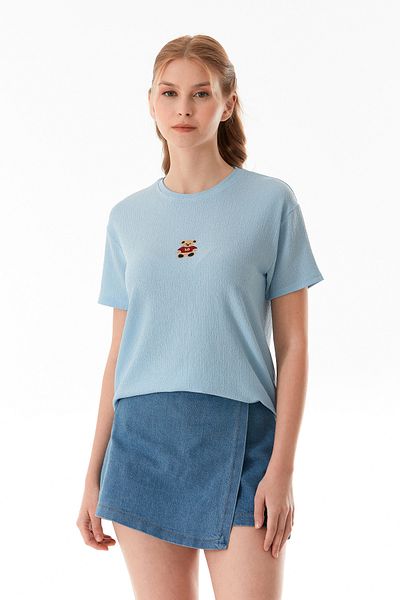 Fulla Moda Tricou oversize din țesătură brodată cu ursuleț de pluș