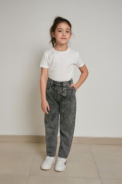 YİGİT BUTİK Yigit Boutique Side Buttoned Girl's Jean Pants