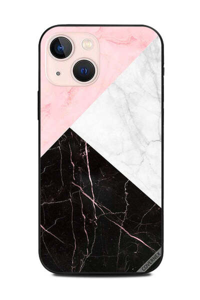 Covernex غطاء حماية لهاتف Apple iPhone 13 Mini بنمط رخامي وردي أبيض وأسود