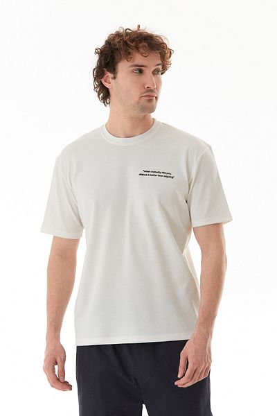 Fulla Moda Text Embossed Printed Crew Neck T-Shirt