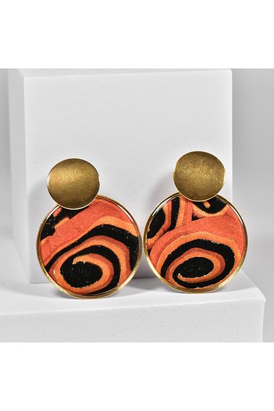 NARRU NARRU earrings handmade, round, copper, black, gold, Asha 4