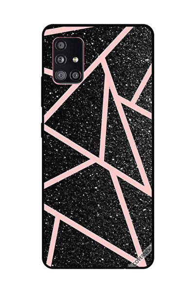 Covernex غطاء حماية لهاتف سامسونج جالاكسي A51 - أسود لامع، بنقشة مسارات وردية...
