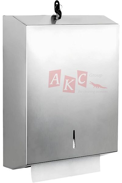 AKC Wall Mounted Steel Paper Towel Dispenser–C-Fold&Multifold Compatible,Lockable Bathroom Tissue Holder