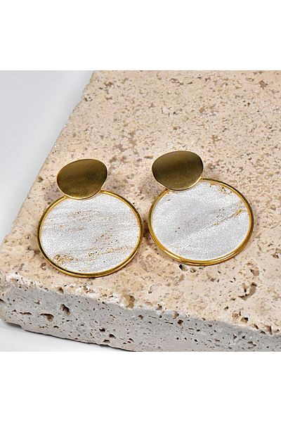 NARRU NARRU handmade earrings, round, pearl white, Asha 26
