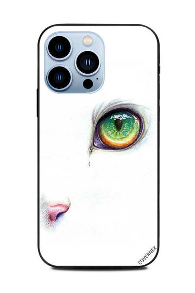 Covernex غطاء حماية لهاتف أبل آيفون 13 برو عين القطة الخضراء البيضاء