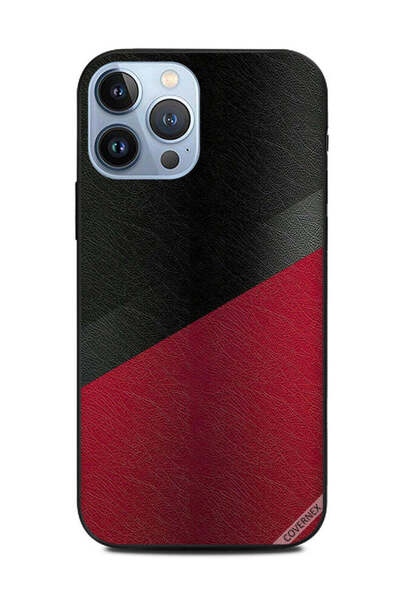 Covernex غطاء حماية لهاتف Apple iPhone 13 Pro Max بنمط جلدي أسود وأحمر