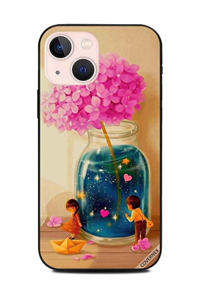Covernex غطاء حماية لهاتف Apple iPhone 13 Mini، رسم توضيحي لولد وفتاة وقارب