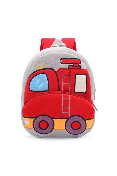 KERNOWSUN KERNOWSUN plush schoolbag, Fire Truck model, preschool, kindergarten, nursery, gray