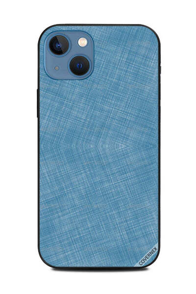 Covernex غطاء حماية جلدي مطبوع لهاتف Apple iPhone 13 أزرق