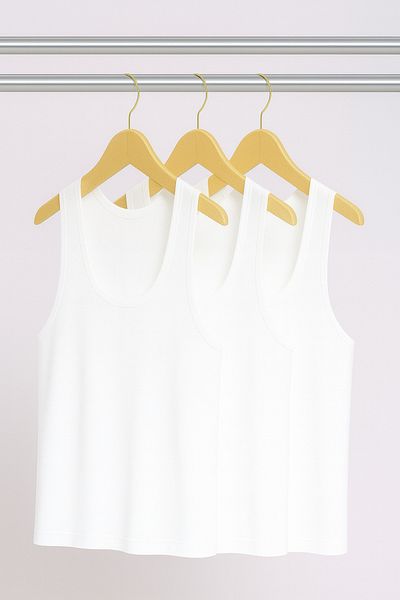 QKK Men's Lycra Bamboo White 3-Piece Undershirt Qi̇2K7L1K9K.3L