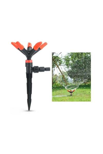 Bonjour رشاش مياه محمول يدور تلقائيًا بزاوية 360 درجة للحديقة والحديقة