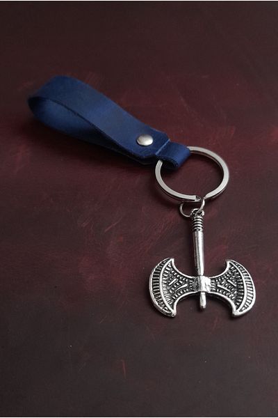 BSN Store Double Axe Figure Genuine Leather Keychain Gift Keychain