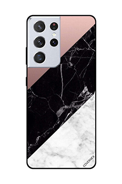 Covernex غطاء حماية لهاتف سامسونج جالاكسي S21 ألترا، أبيض، أسود، رخام، الجزء ...