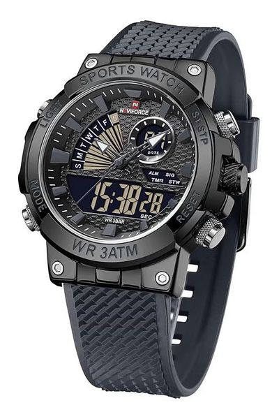 Naviforce Men's Watches Military Digital Analog Quartz Watch with Alarm for Men Dual Time Alarm Chronograph