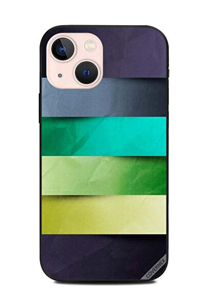Covernex غطاء حماية لهاتف Apple iPhone 13 Mini بنمط خطوط خضراء صفراء