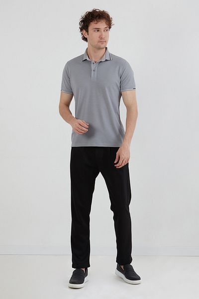 Fulla Moda Βασικό μπλουζάκι με μισό κουμπί Polo Neck Slim Fit