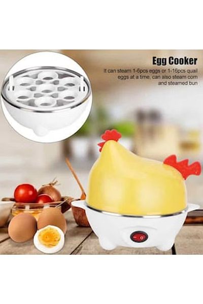 DLC Electric Egg Cooker 350 W – 7‑Egg Capacity in White/Red/Yellow