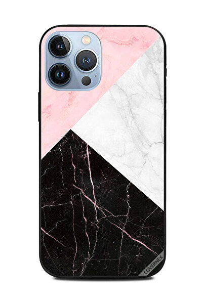 Covernex غطاء حماية لهاتف Apple iPhone 13 Pro Max بنمط رخامي وردي أبيض وأسود