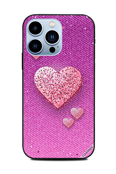 Covernex غطاء حماية لهاتف Apple iPhone 13 Pro بنقشة قلوب لامعة بلون الخوخ على...