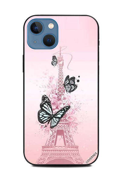 Covernex غطاء حماية لهاتف أبل آيفون 13 - فراشات سوداء على برج إيفيل