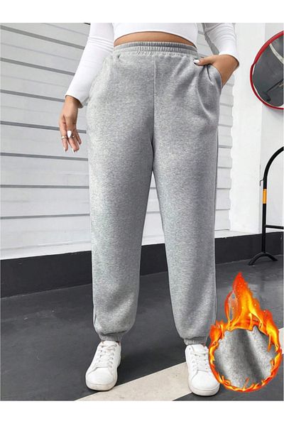 CANDERO Pantaloni de sport pentru femei, gri, din cauciuc, marimi mari, de calitate, cu croiala largi, elastici, confortabili, YUS