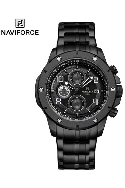 Naviforce Luxury Chronograph Wrist Watch for Men with Stainless Steel Strap Water Resistant Multi-Function