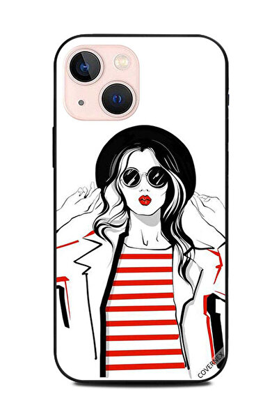 Covernex غطاء حماية لهاتف أبل آيفون 13 ميني، قميص مخطط باللون الأحمر لفتاة أنيقة