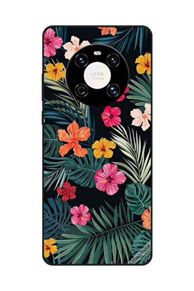 Covernex غطاء حماية لهاتف هواوي ميت 40 - زهور متعددة الألوان وريش أخضر داكن