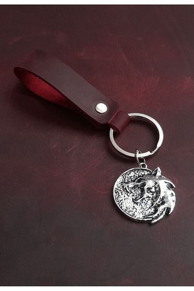 BSN Store Wolf Dragon Figure Genuine Leather Keychain Gift Keychain