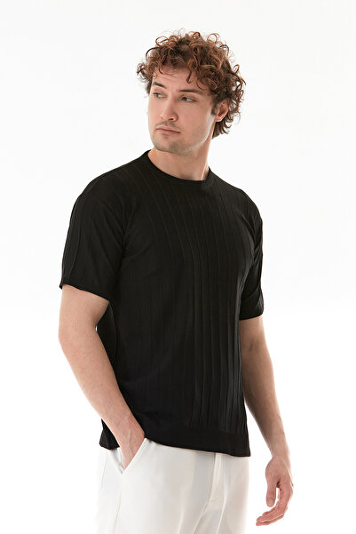 Fulla Moda Πλεκτό μπλουζάκι με ριγέ Crew λαιμόκοψη