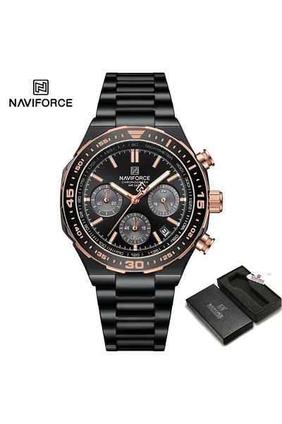 Naviforce Men's Luxury Chronograph Watch – 42mm Stainless Steel Strap, Multi-Function, Water Resistant