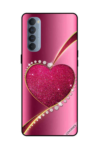 Covernex غطاء حماية لهاتف Oppo Reno 4 Pro - قلب وردي لامع من الألماس
