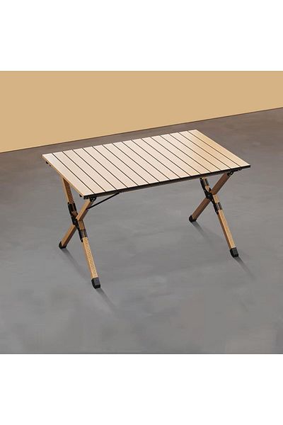 Taimi Foldable Wooden Picnic Table with Carry Bag for Indoor/Outdoor Party,Beig-Size 90L*60W*45H cm
