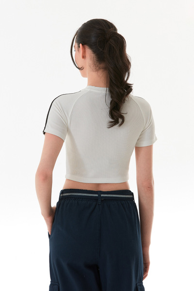 Fulla Moda Μπλουζάκι με ριγέ μανίκια