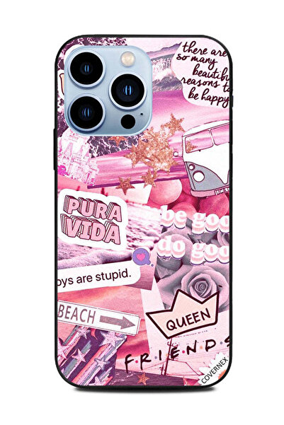 Covernex غطاء حماية لهاتف أبل آيفون 13 برو - هاشتاجات أنثوية وردية