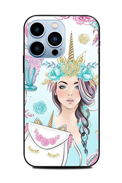 Covernex غطاء حماية لهاتف Apple iPhone 13 Pro رموش على الحقيبة وفتاة وحيد القرن