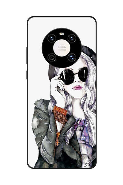 Covernex غطاء حماية لهاتف هواوي ميت 40 برو/40 برو+ أسود زجاجي بتصميم فتاة لطيفة