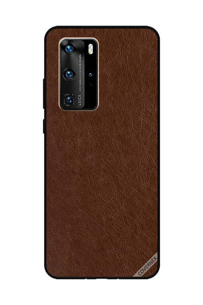 Covernex غطاء حماية لهاتف هواوي بي 40 برو، بنمط جلدي بني داكن