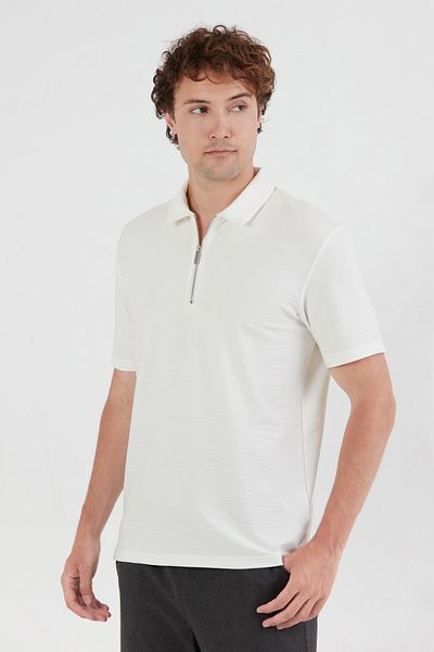 Fulla Moda Βασικό μπλουζάκι με μισό φερμουάρ Polo γιακά