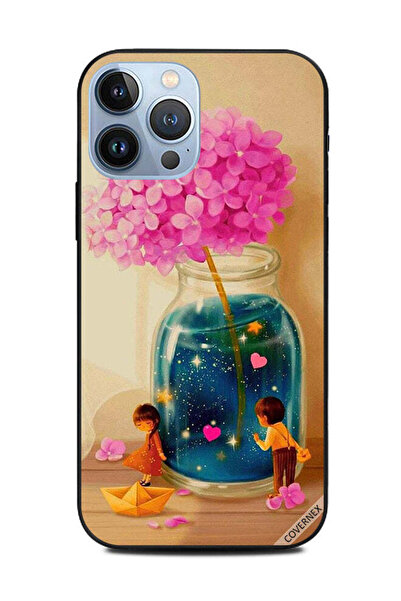 Covernex غطاء حماية لهاتف Apple iPhone 13 Pro Max، رسم توضيحي لولد وفتاة وقارب