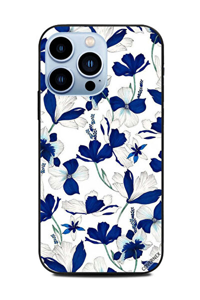 Covernex غطاء حماية لجهاز Apple iPhone 13 Pro بنقشة زهور زرقاء وبيضاء