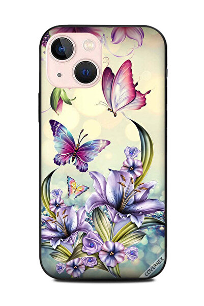 Covernex غطاء حماية لهاتف أبل آيفون 13 ميني بنقشة زهور وفراشات بنفسجية