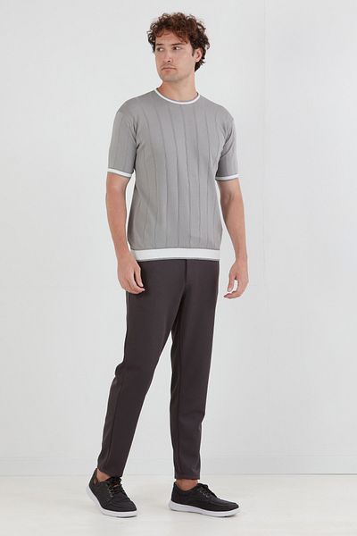Fulla Moda Πλεκτό μπλουζάκι με ριγέ Crew λαιμόκοψη