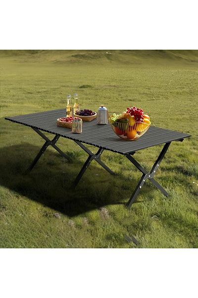 Taimi Foldable Wooden Picnic Table with Carry Bag for Indoor/Outdoor Black - Size 120L*60W*45H cm