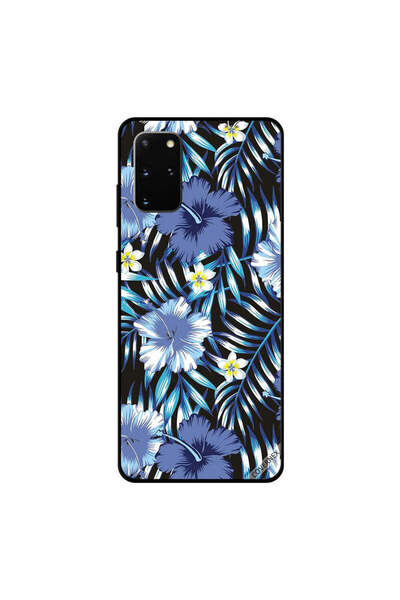 Covernex غطاء حماية لهاتف سامسونج جالكسي S20 بلس أبيض وأزرق مزين بزهور وريش