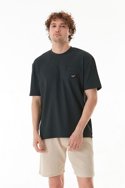 Fulla Moda Tricou de bază Jacquard cu buzunar cu decolteu rotund