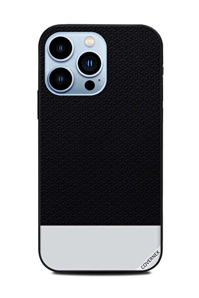 Covernex غطاء حماية لهاتف Apple iPhone 13 Pro بنمط جلدي أسود وفضي
