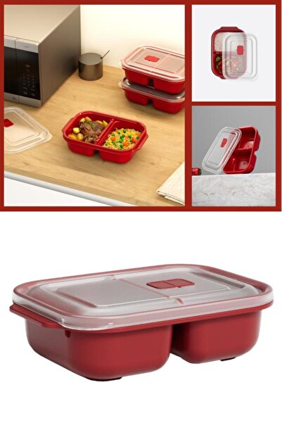 Flora İki Bölmeli Mikrodalga Saklama Kabı, Mikrodalgaya Uygun Kapaklı Saklama...