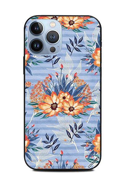 Covernex غطاء حماية لهاتف Apple iPhone 13 Pro Max برتقالي وزهور وريش أبيض